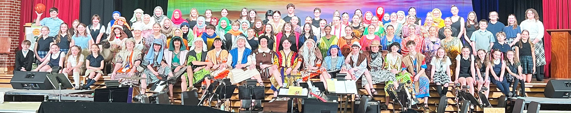 Joseph student cast on stage
