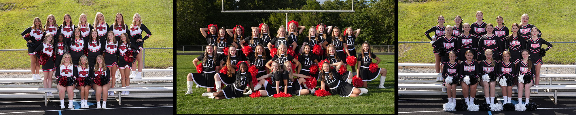 Photo collage of cheer teams